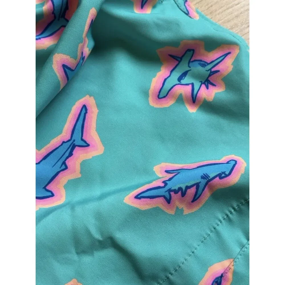 Chubbies The Apex Swimmers Shark Print Swim Trunks Sz S- 5.5” Inseam Mesh Lined